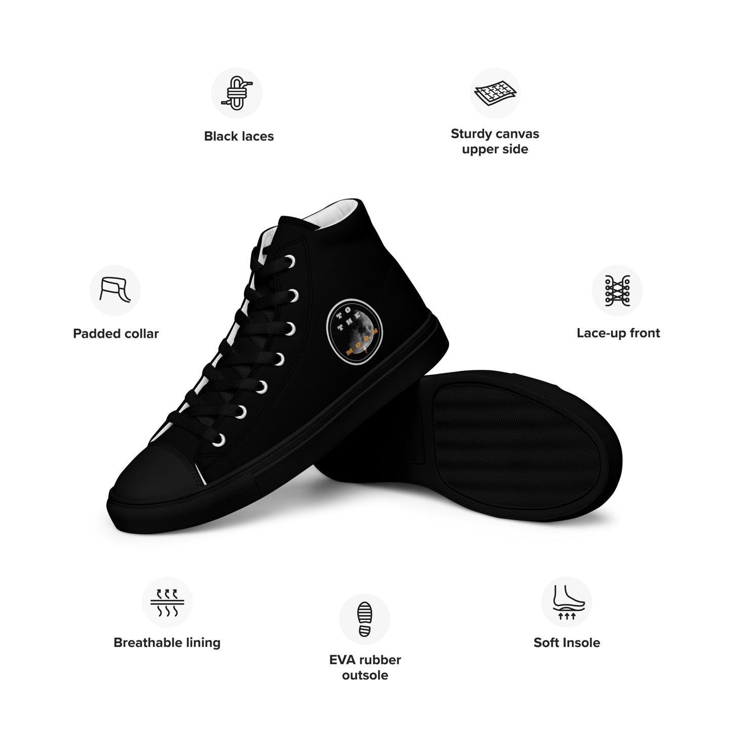 To The Moon – High-Top Canvas Shoes