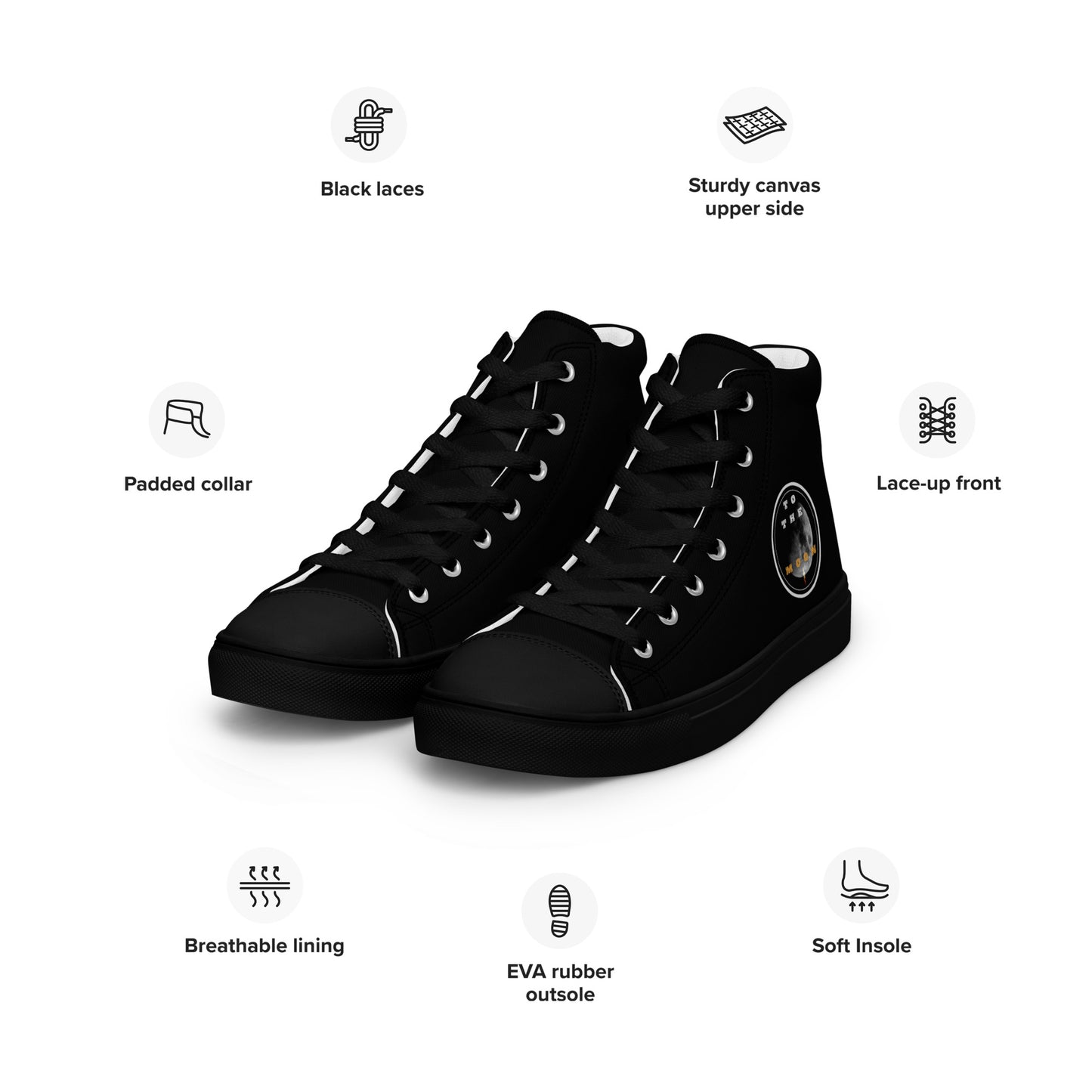 To The Moon – High-Top Canvas Shoes