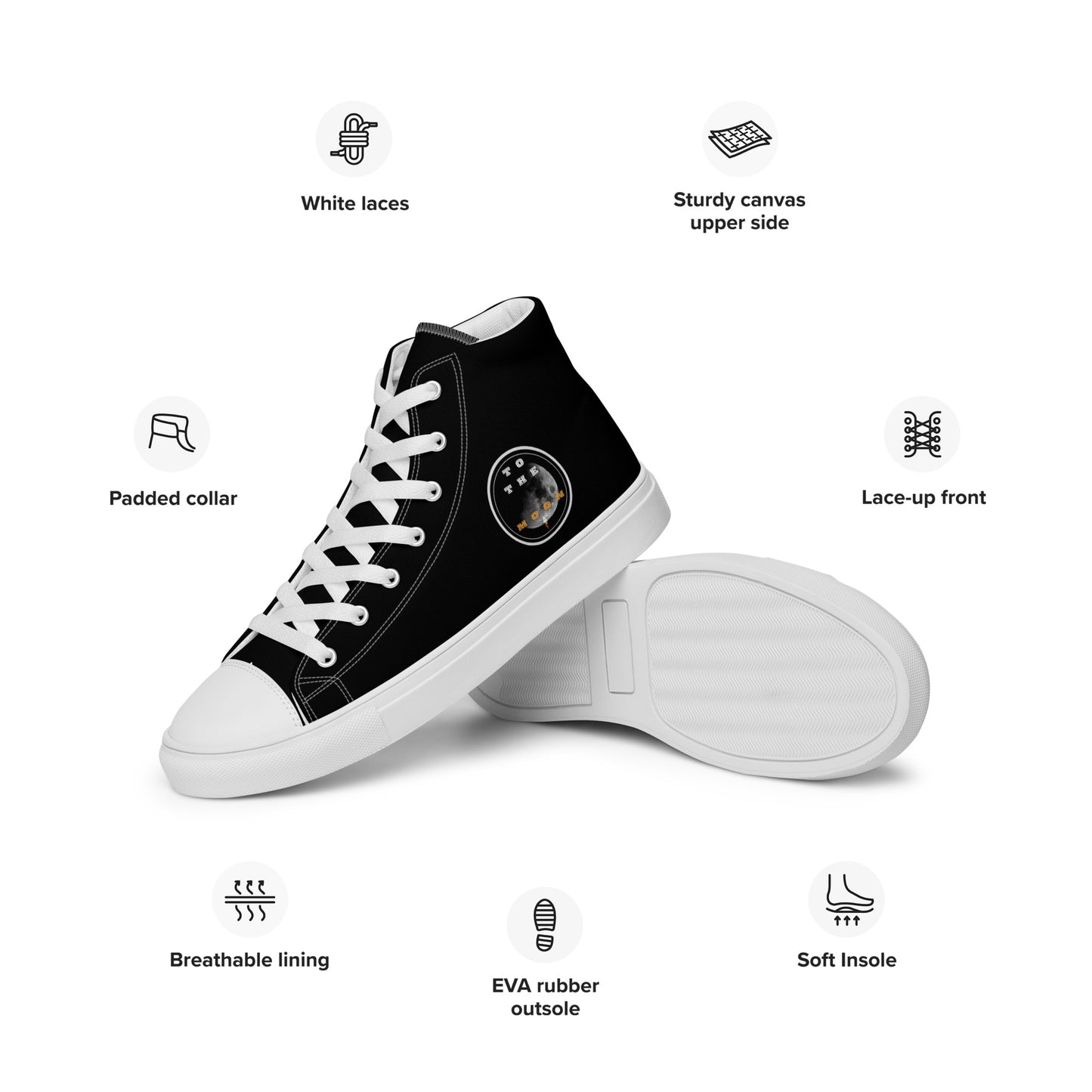 To The Moon – High-Top Canvas Shoes