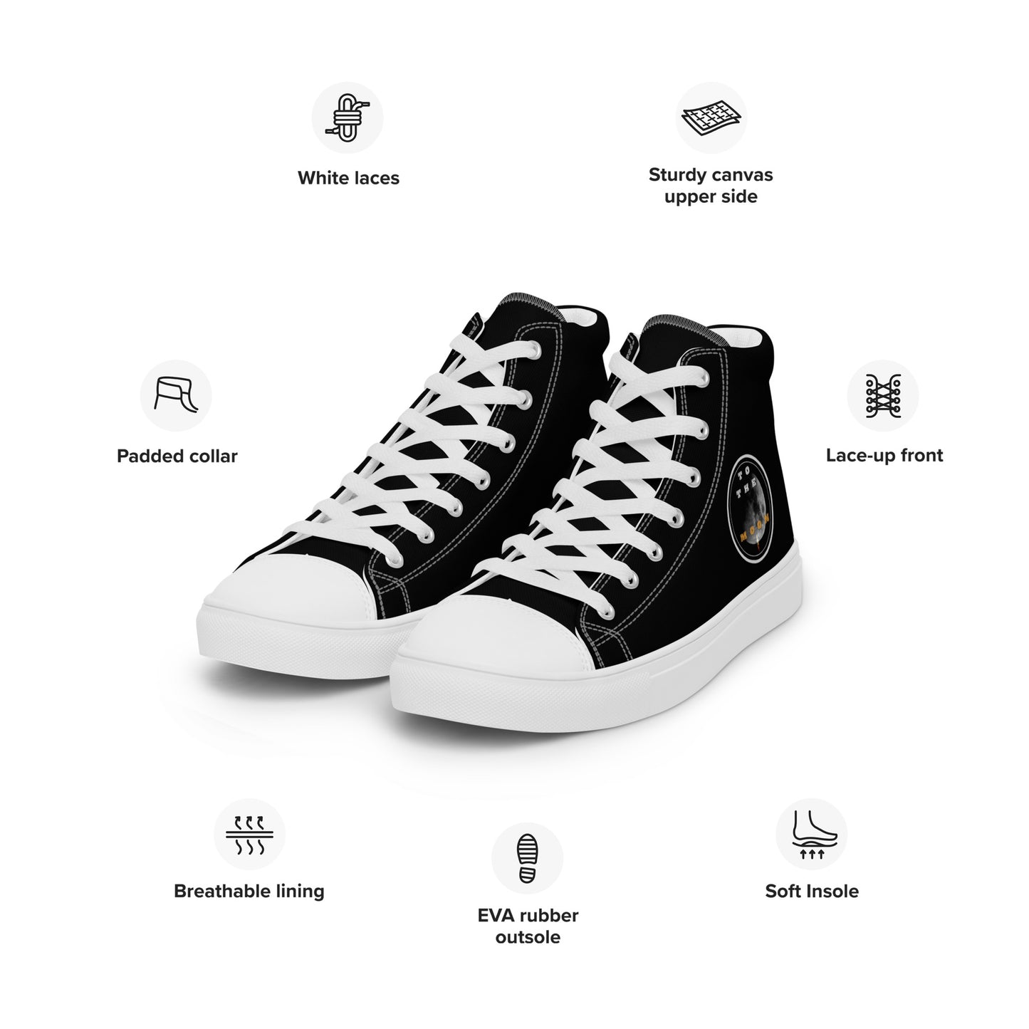 To The Moon – High-Top Canvas Shoes